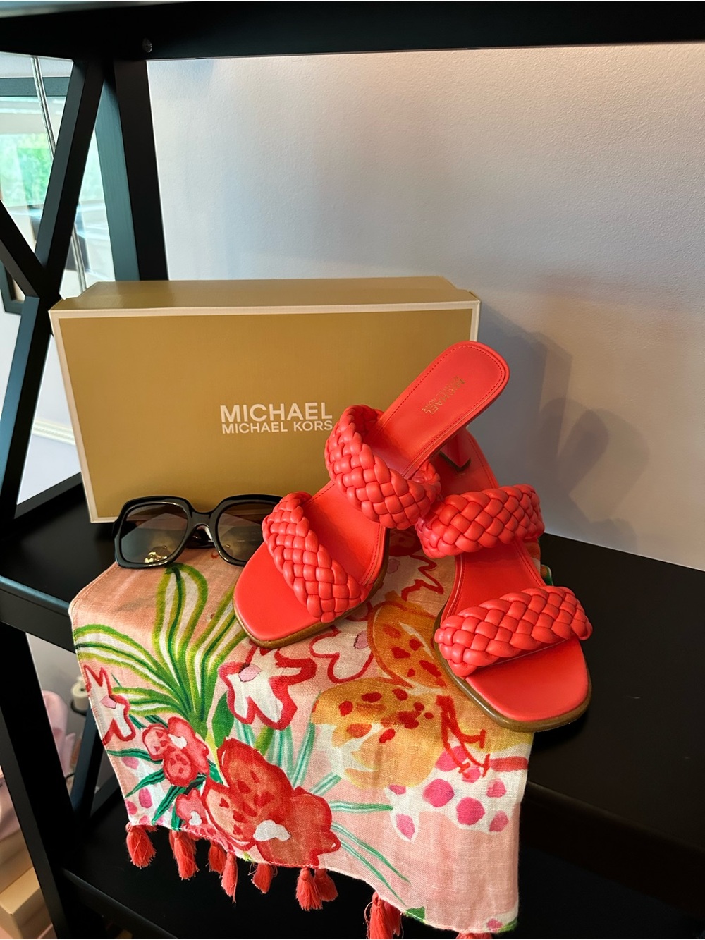 MICHAEL Michael Kors Coral Braided Double-Strap Slide Mules